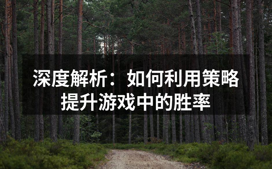 深度解析：如何利用策略提升游戏中的胜率
