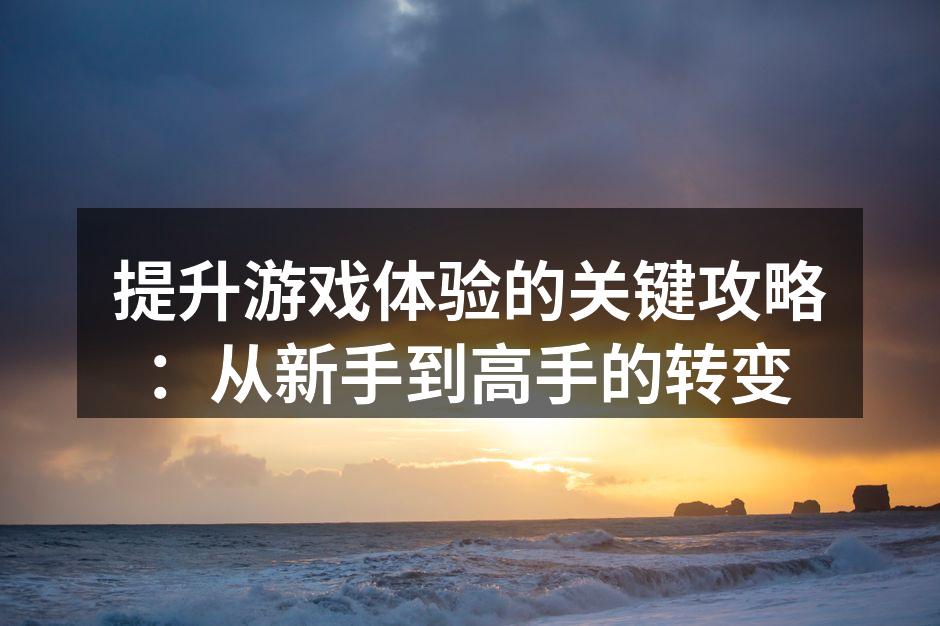 提升游戏体验的关键攻略：从新手到高手的转变